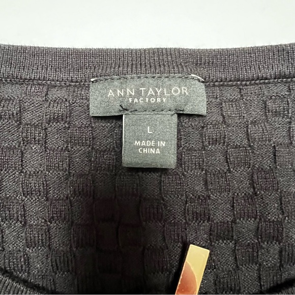 Ann Taylor Factory Black Zip Front Sweater with Gold Zipper - Picture 4 of 9